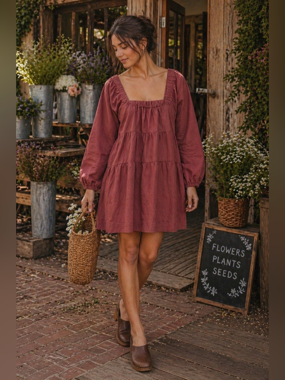 Free People Lou Jean Mini Dress XS Tiered Puff Sleeve Boho Cottagecore